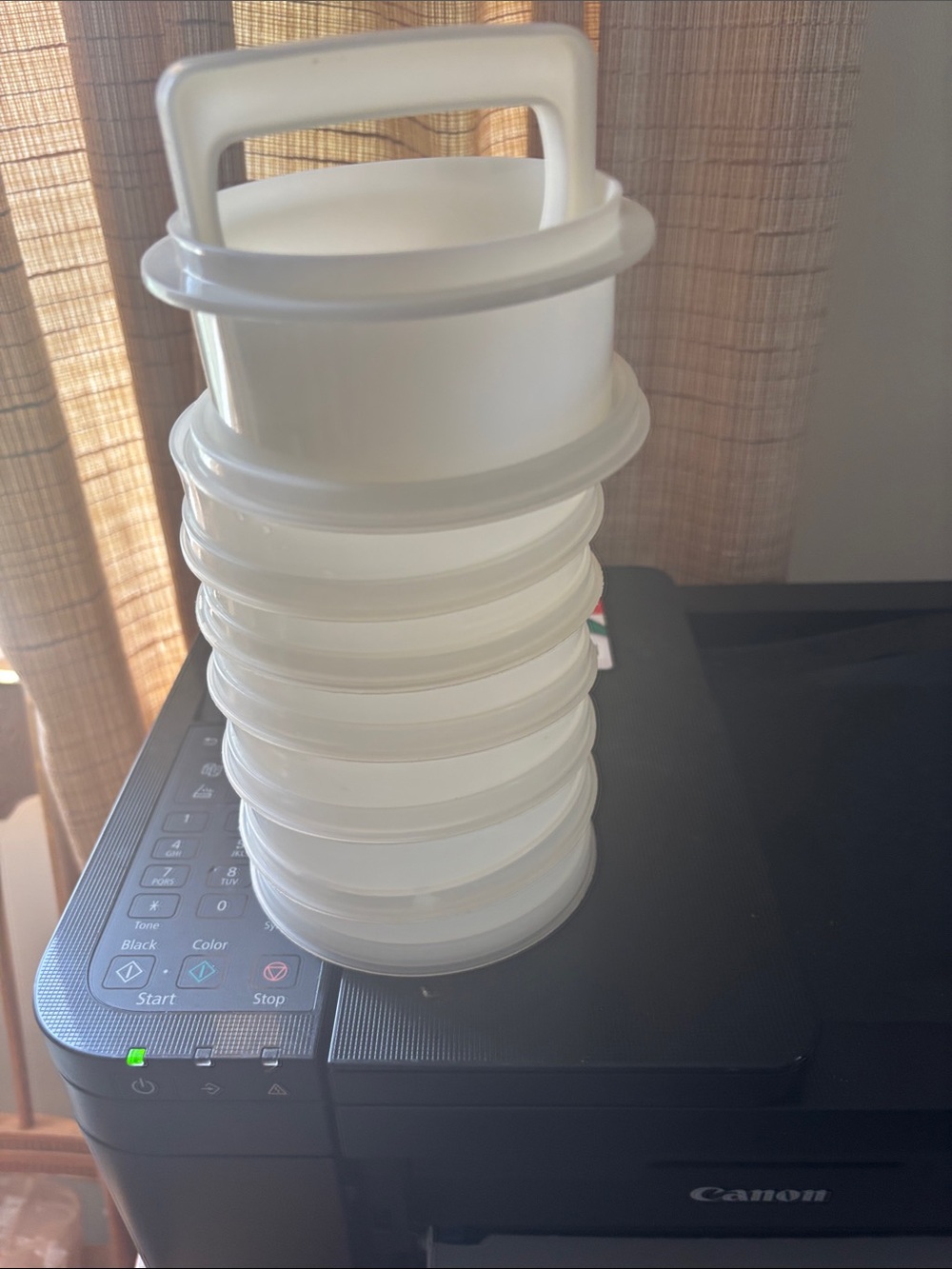 Tupperware vintage hamburger press and containers